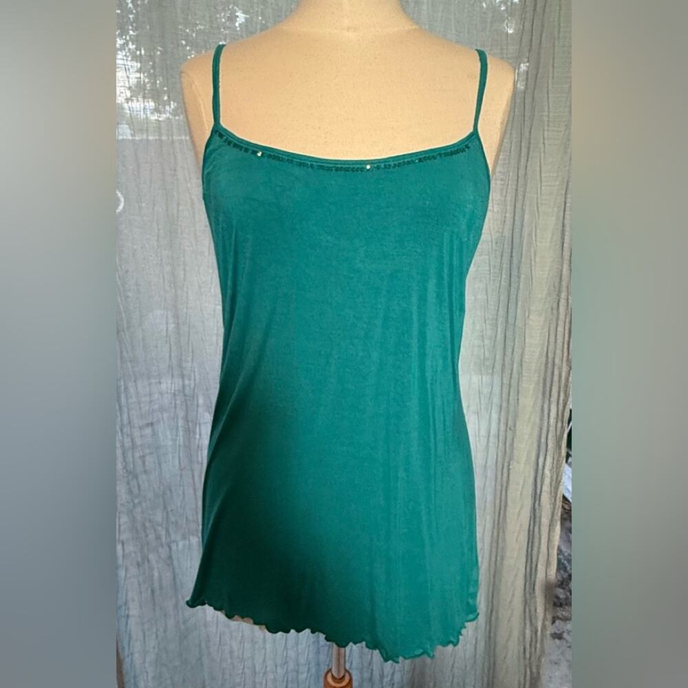 Haven Bleu turquoise tank top built in support with sequin neck trim